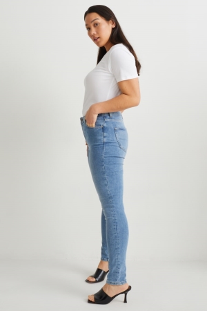 Denim Light Blue C&A Curvy High Waist Skinny Fit Lycra® Recycled Women's Jeans | OPXLS-4935