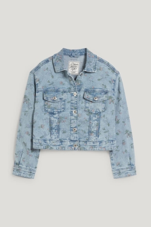 Denim Light Blue C&A Denim Floral Girls' Jackets | GFZHX-2135