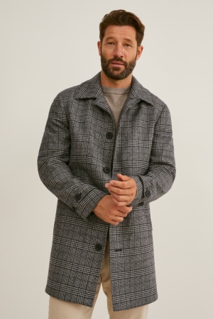 Gray / Black C&A Merino Check Men's Jackets | ZWJVN-0829