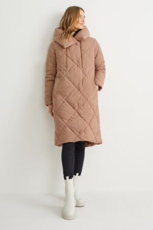 Gray Brown C&A Quilted With Hood Recycled Women's Coats | FKXTY-2073