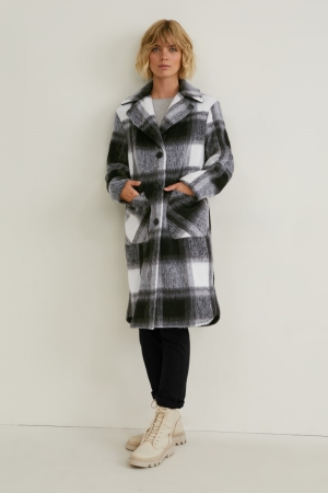 Gray C&A Check Women's Coats | XMUVB-6879