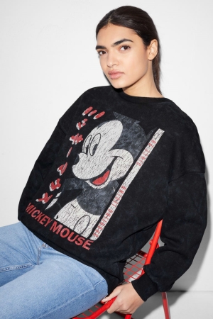 Gray C&A Clockhouse Mickey Mouse Women's Sweatshirts | QKSML-7861