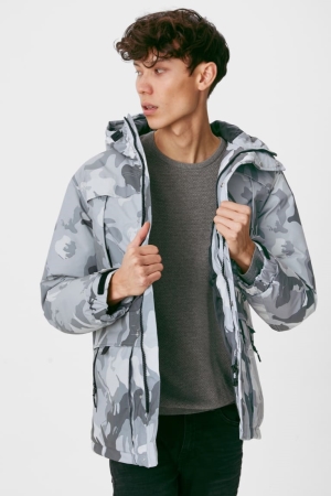 Gray C&A Clockhouse With Hood Men's Jackets | OQFJC-9816