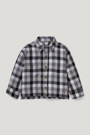 Gray C&A Flannel Genderneutral Organic Cotton Check Girls' Shirts | FKDBI-9432