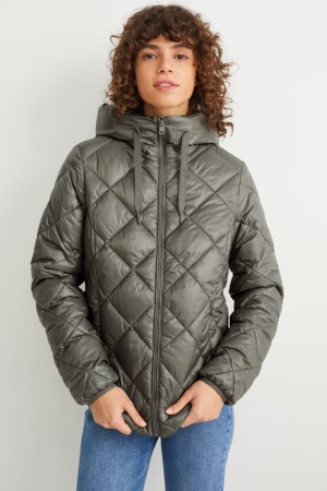 Gray C&A Quilted With Hood Bionic-finish®eco Women's Jackets | BROQN-2840