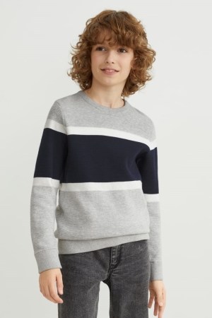 Gray / Dark Blue C&A Girls' Jumper | IXNMJ-5897