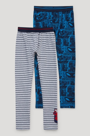 Gray / Dark Blue C&A Multipack Of 2 Spider-man Long Pants Organic Cotton Boys' Underwear | QRBWG-6819