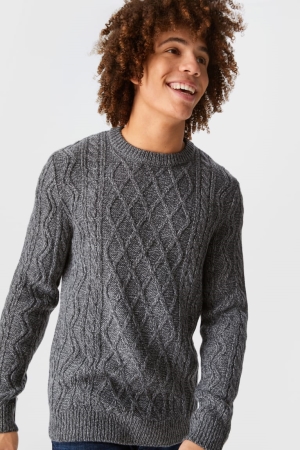 Gray Melange C&A Clockhouse Men's Jumper | COTLM-4273