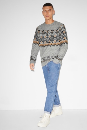 Gray Melange C&A Clockhouse Men's Jumper | GUEIQ-1635