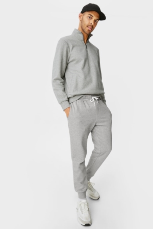 Gray Melange C&A Joggers With Organic Cotton Men's Trousers | SGRQD-1530