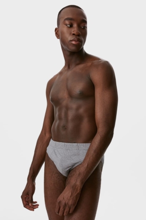 Gray Melange C&A Multipack Of 10 Briefs Organic Cotton Men's Underwear | HBEZD-1403