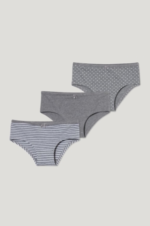 Gray Melange C&A Multipack Of 3 Briefs Organic Cotton Girls' Underwear | YGEWP-4076