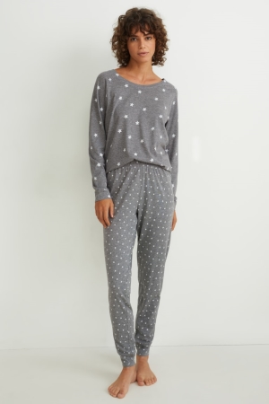 Gray Melange C&A Pyjamas Patterned Women's Nightwear | GSEBO-1670