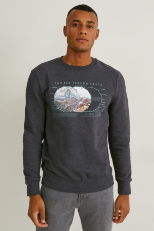 Gray Melange C&A Recycled Men's Sweatshirts | XZNVS-0957