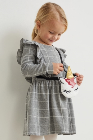 Gray Melange C&A Set And Shoulder Bag 2 Piece Girls' Dress | XCWVH-3027