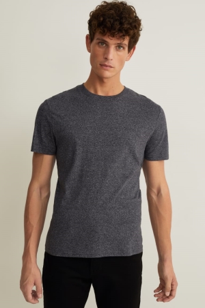 Gray Melange C&A With Organic Cotton Men's T-shirts | QVAEK-4052