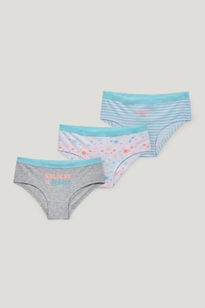 Gray / Turquoise C&A Multipack Of 3 Briefs Organic Cotton Girls' Underwear | KHZQU-5740