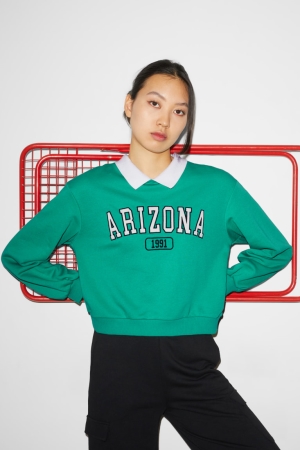 Green C&A Clockhouse 2-in-1 Look Women's Sweatshirts | EILUY-9804