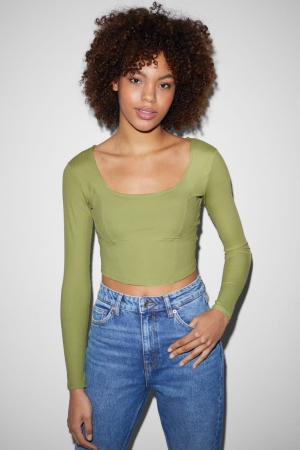 Green C&A Clockhouse Cropped Women's Top | IGRLF-6087