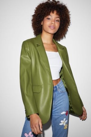 Green C&A Clockhouse Faux Leather Women's Jackets | JRAZF-0765