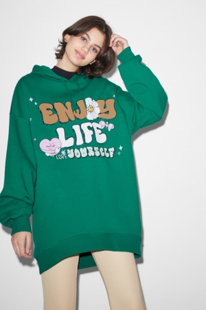 Green C&A Clockhouse Women's Hoodie | PIUYM-7236