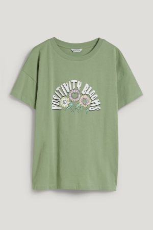 Green C&A Clockhouse Women's T-shirts | QKWAC-0831