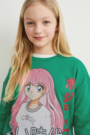 Green C&A Girls' Sweatshirts | NWPYI-7013