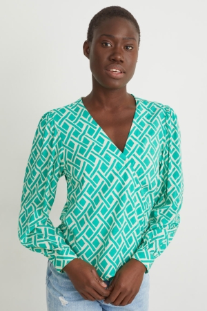 Green C&A Lenzing™ Ecovero™ Patterned Women's Blouses | EQKFJ-6219