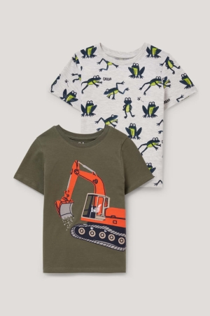 Green C&A Multipack Of 2 Sleeve With In-conversion Cotton Boys' T-shirts | BNPES-8372