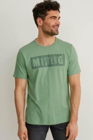 Green C&A Mustang Men's T-shirts | QWZBG-2314