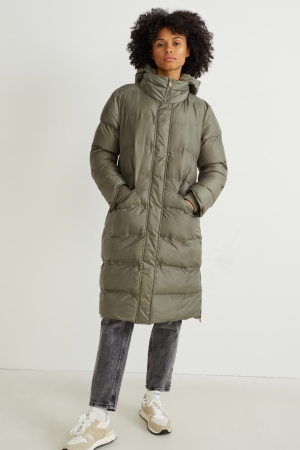 Green C&A Quilted With Hood Bionic-finish®eco Recycled Women's Coats | EQHSA-0693