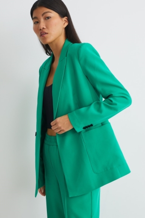 Green C&A Regular Fit Recycled Women's Blazers | EOMAK-8039