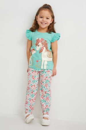 Green C&A Set 2 Sleeve And 3 Piece Girls' Trousers | TXGEC-7193