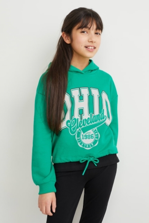 Green C&A Set And 2 Piece Girls' Hoodie | DJYGF-0731