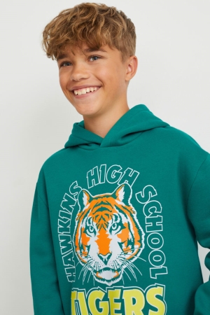 Green C&A Stranger Things Girls' Hoodie | PAZSR-4796