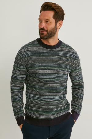 Green C&A Striped Men's Jumper | KNVPA-4375