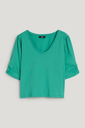 Green C&A Women's T-shirts | GDPUE-0362