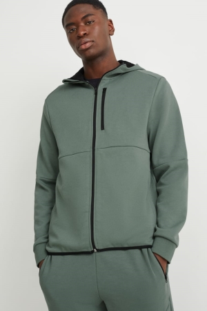 Green C&A Zip-through With Hood Men's Sweatshirts | ITGPW-0742