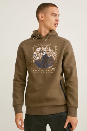 Khaki C&A Men's Sweatshirts | TRBPY-4901