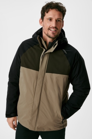 Khaki C&A Outdoor With Hood Recycled Men's Jackets | MRVUE-8163