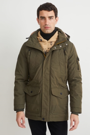 Khaki C&A With Hood Men's Jackets | KCQFY-1984