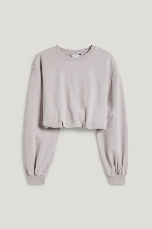 Light Beige C&A Clockhouse Cropped Women's Sweatshirts | LUJBY-2678