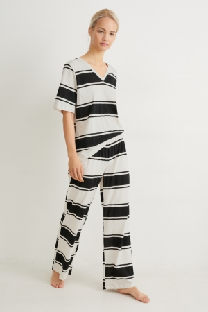 Light Beige C&A Pyjamas Striped Women's Nightwear | UXWSJ-9506