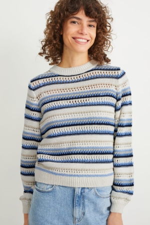 Light Beige C&A Striped Women's Jumper | ATHMI-4365