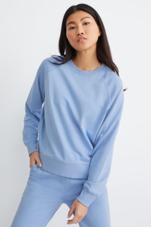 Light Blue C&A Basic With Organic Cotton Women's Sweatshirts | BITQE-8410