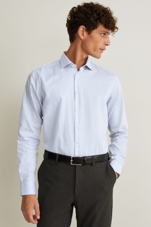 Light Blue C&A Business Regular Fit Cutaway Collar Easy-iron Men's Shirts | ULOTF-1597