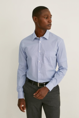 Light Blue C&A Business Regular Fit Kent Collar Extra-long Sleeve s Men's Shirts | JIVWG-9420