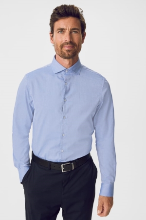 Light Blue C&A Business Slim Fit Cutaway Collar Easy-iron Men's Shirts | OCEMG-7206