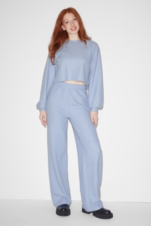 Light Blue C&A Clockhouse Knitted Loose Fit Women's Trousers | KSGQU-9815