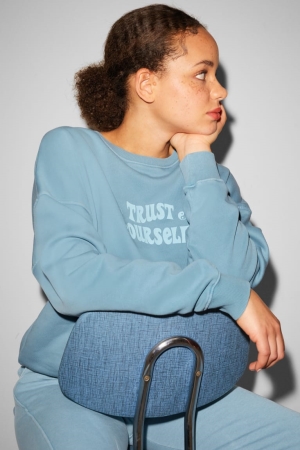 Light Blue C&A Clockhouse Women's Sweatshirts | DNJSC-8074